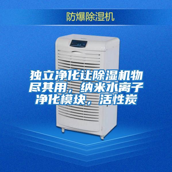 獨立凈化讓除濕機物盡其用，納米水離子凈化模塊，活性炭