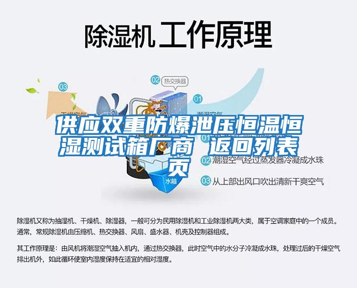 供應雙重防爆泄壓恒溫恒濕測試箱廠(chǎng)商 返回列表頁(yè)