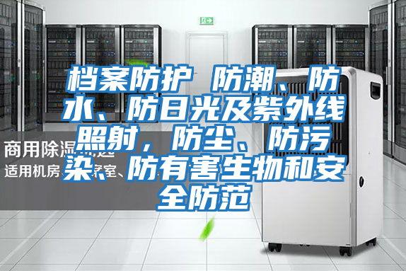檔案防護 防潮、防水、防日光及紫外線(xiàn)照射，防塵、防污染、防有害生物和安全防范